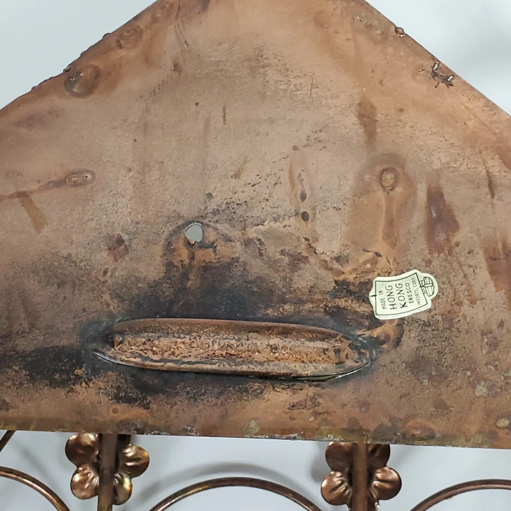 Vintage Emesco 3D copper wall art gazebo, park bench, trees, and flowers - Picture 11 of 12